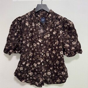 GAP Women's Floral Brown Blouse